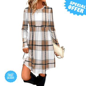 BRAND NEW OFEEFAN Long Sleeve Dress with Pockets - Casual & Chic!